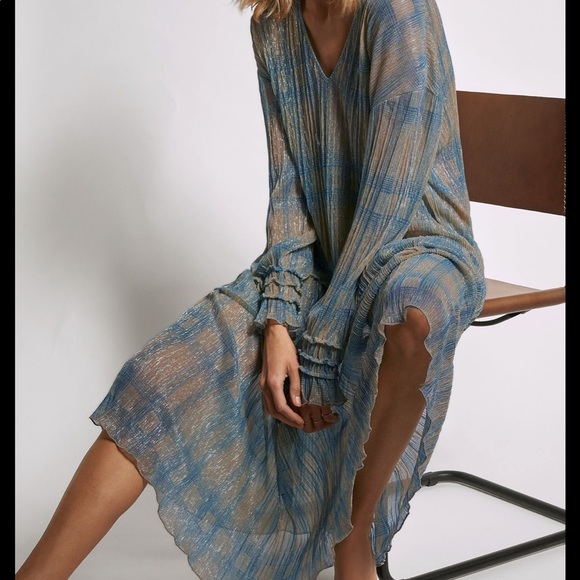 zara metallic thread dress